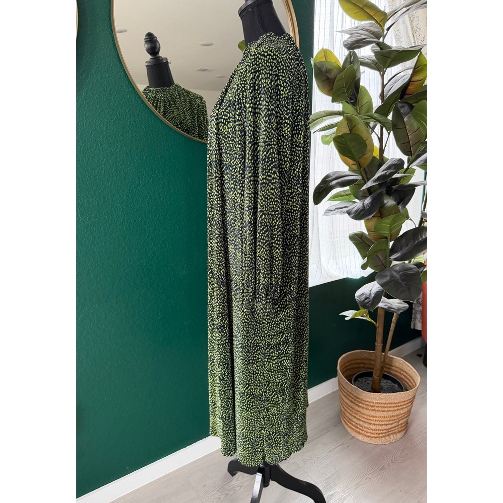 ASOS Pleated Maxi Dress Size 10 Navy Blue Green Ditsy Print Artsy Eclectic - Picture 3 of 9